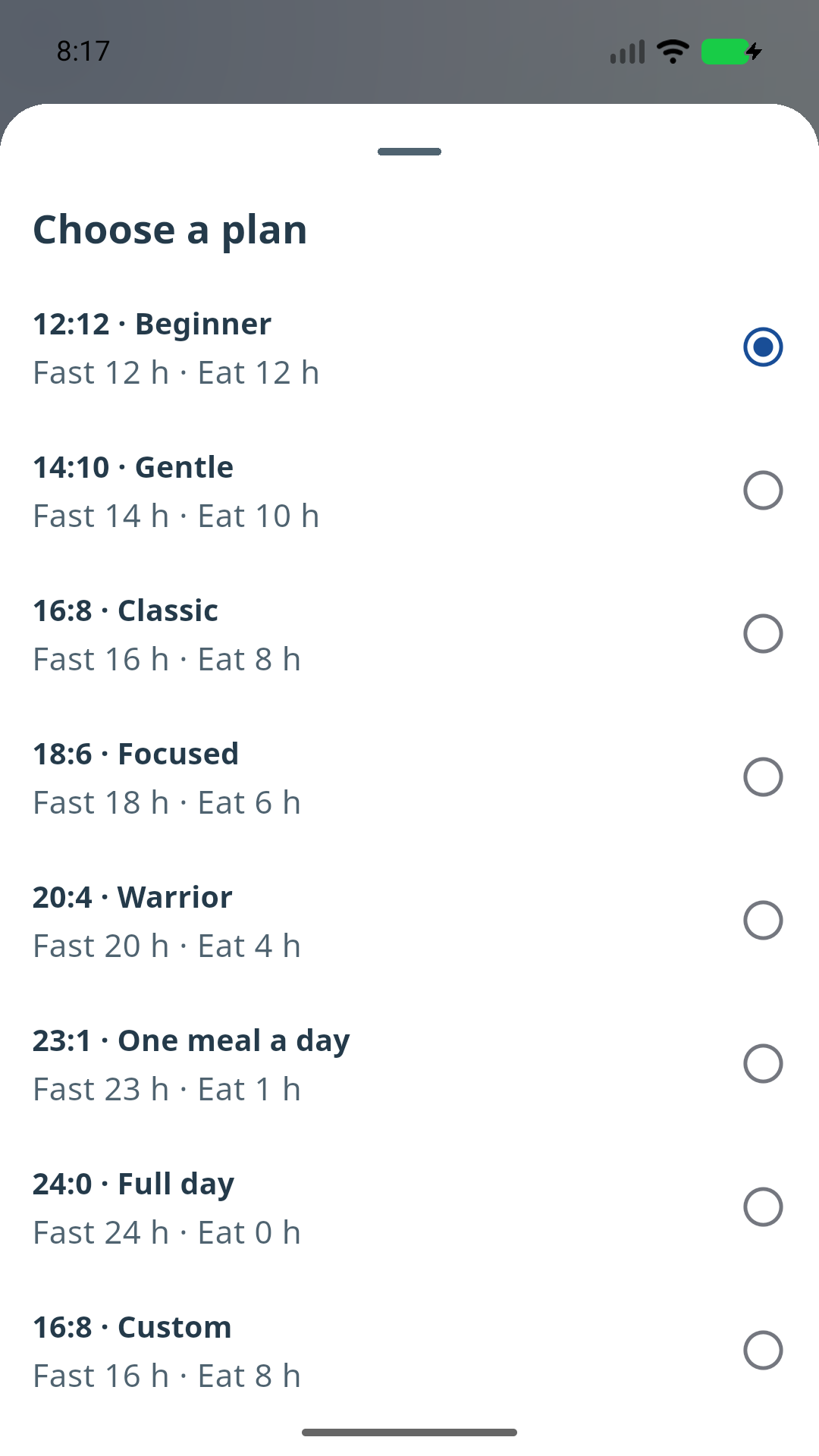 Plan selection